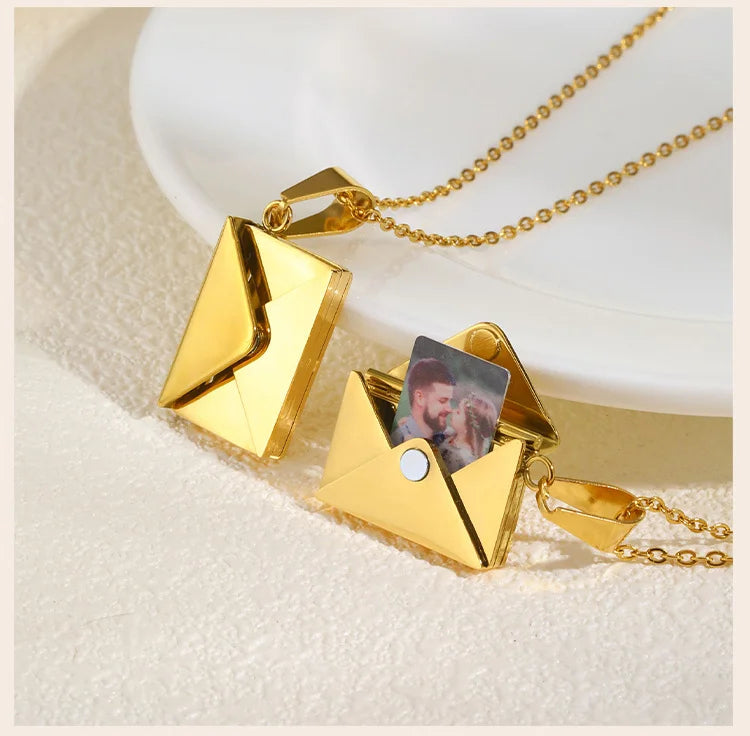 Photo Envelope Locket Necklace
